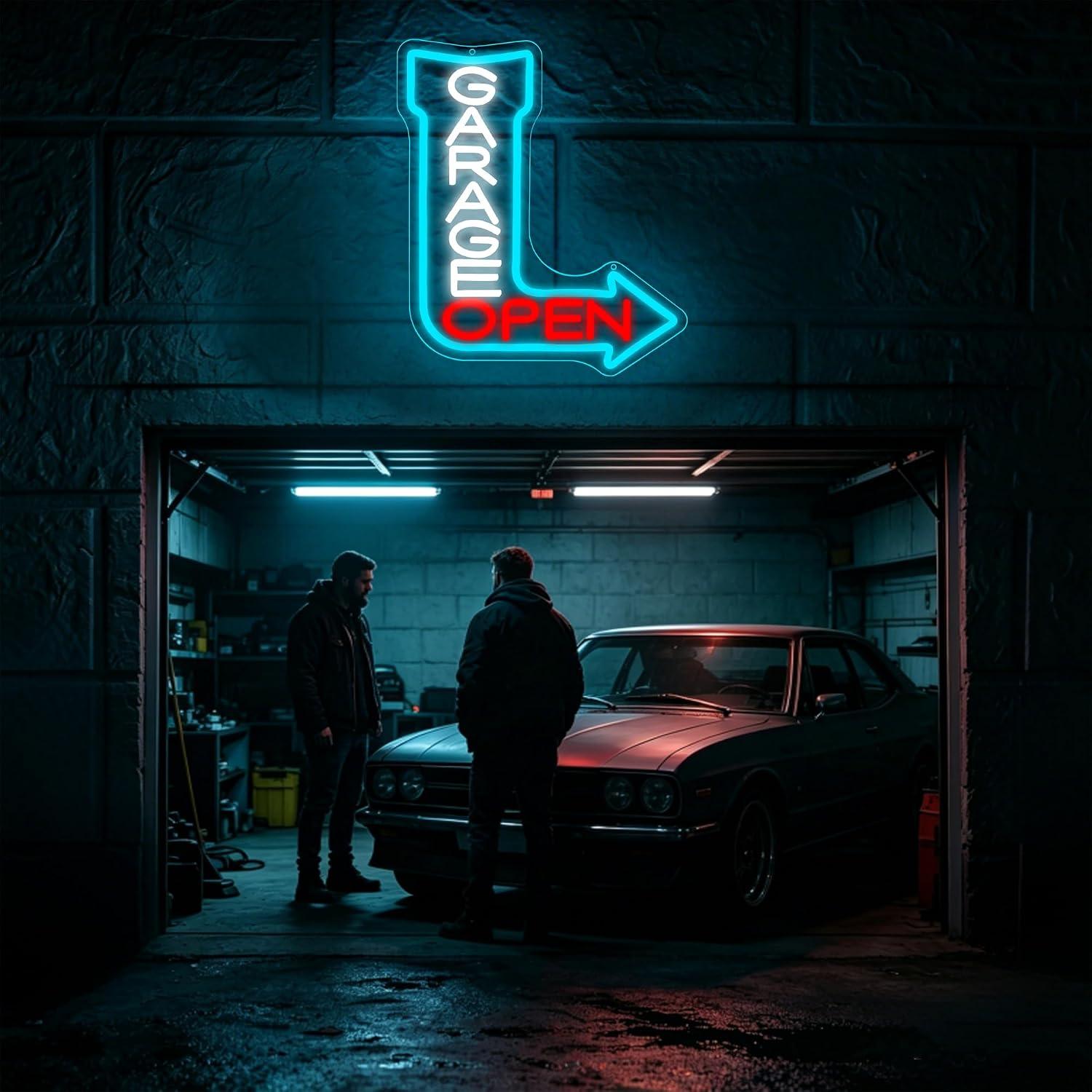 Letrero de neón con flecha abi - Auto Repair Shop Open reseña y precio